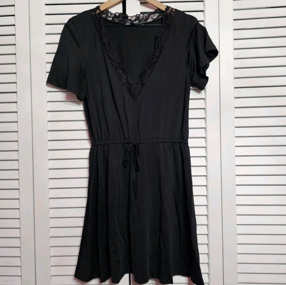 Zara • Silky Lace Trim Dress